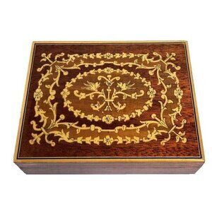 Vintage A Gargiulo & Jannuzzi Wood Inlaid Music Box Plays "Torna a Sorrento"